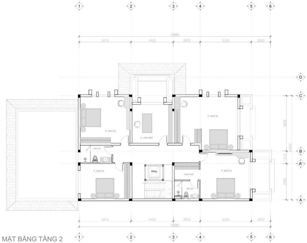 Khám Phá Kiến Trúc Ngoại Thất Biệt Thự Sân Vườn Hiện Đại Đẳng Cấp 11 mat bang tang 2